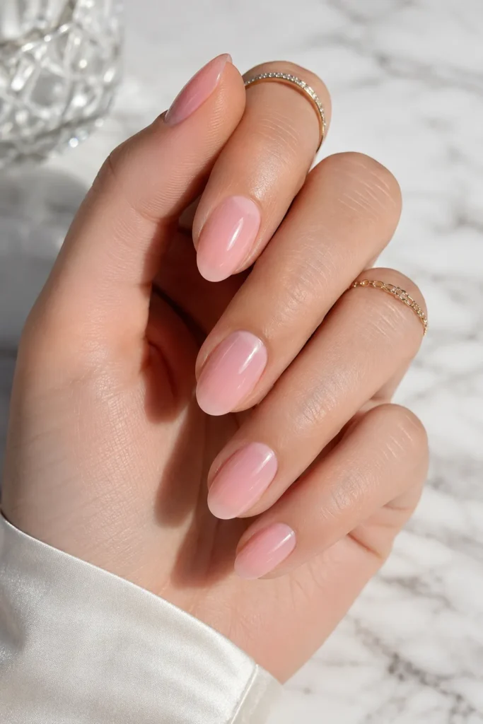 Sheer Pink Minimalist Nails