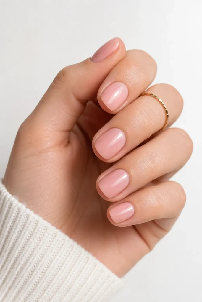 Pink Nails with Tiny White Dots