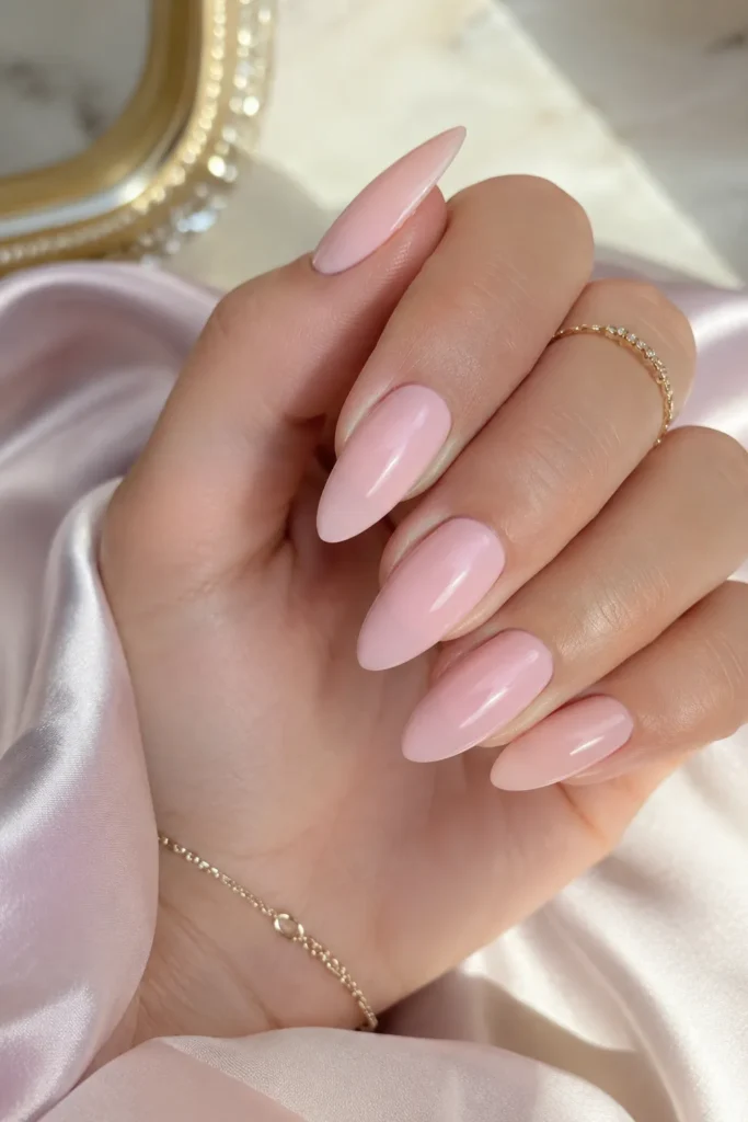  Soft Pink Almond Nails