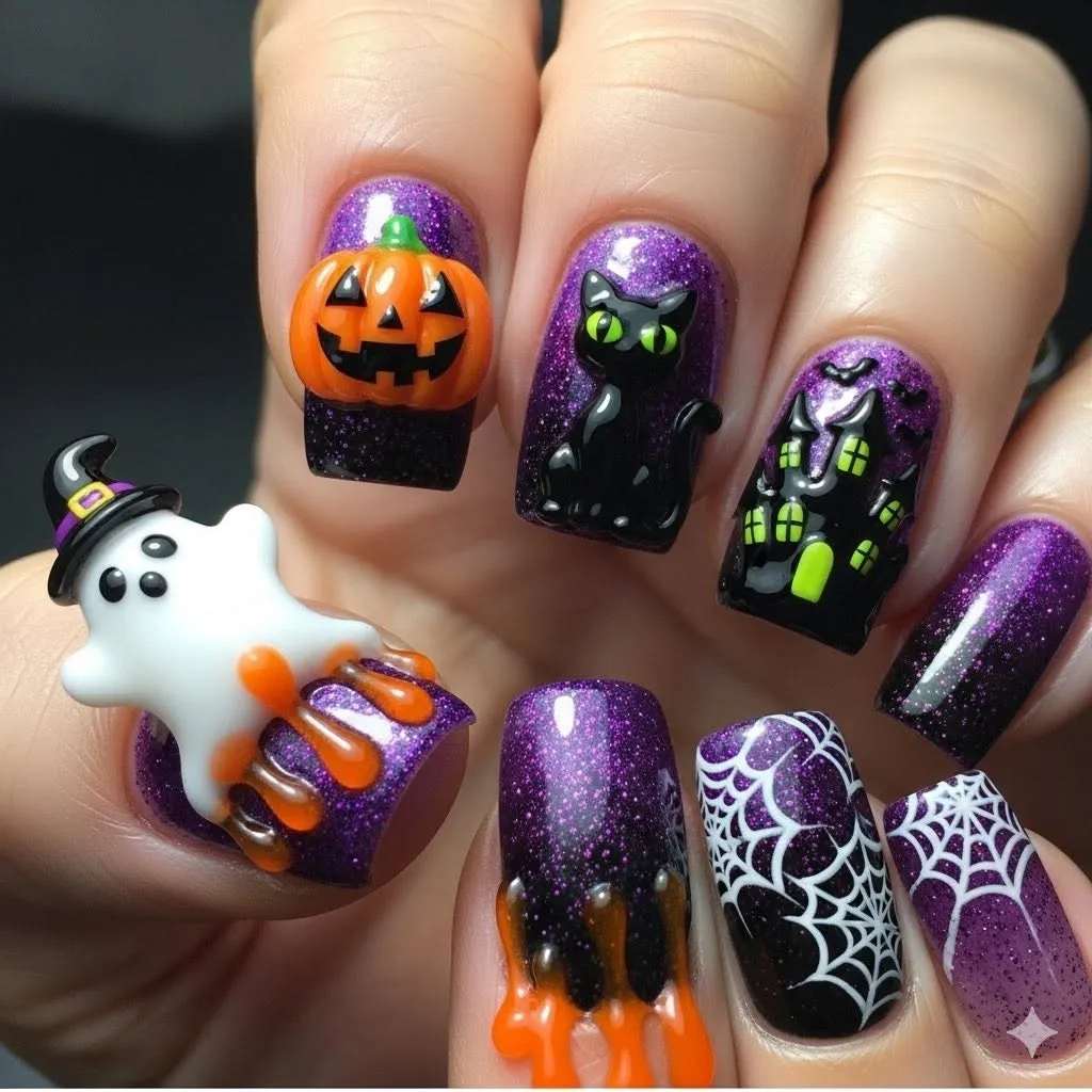 Purple Halloween Nails