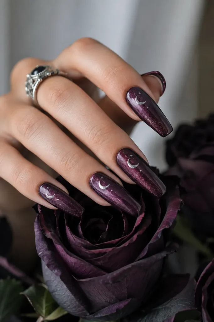 Velvet Plum Moon Nails