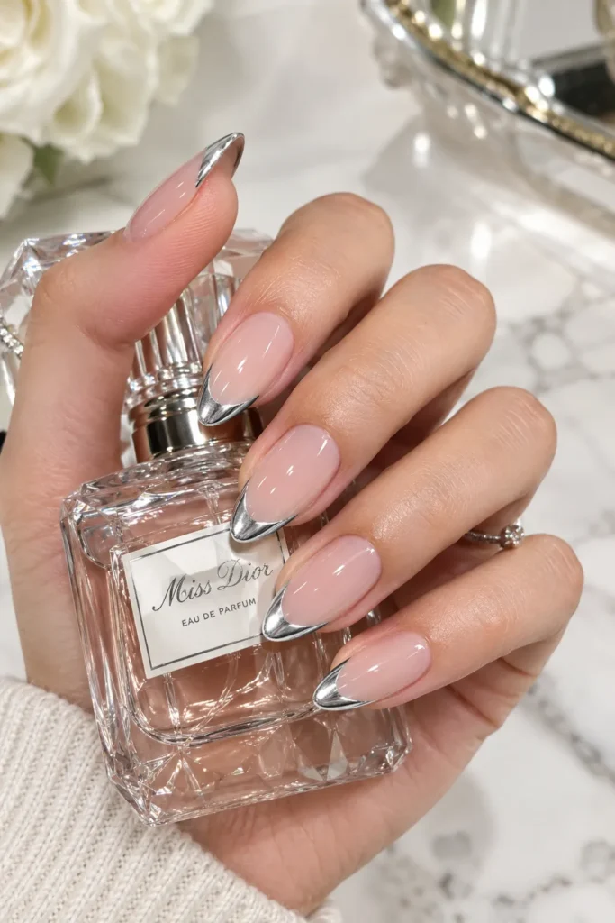  Silver Crescent French Tips