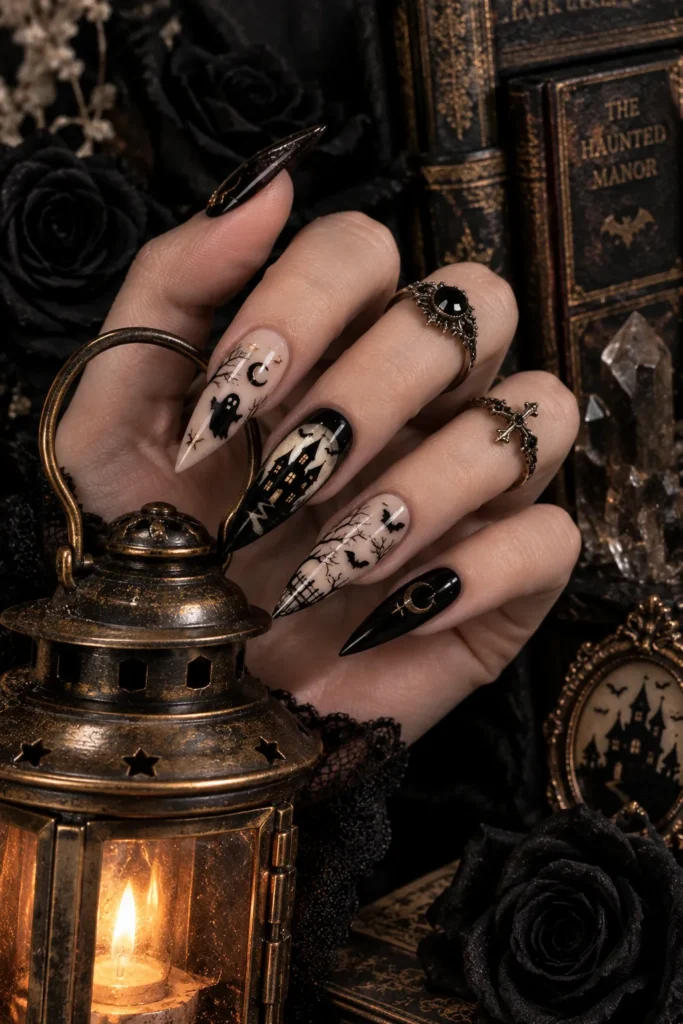Bat Flight Stiletto Nails