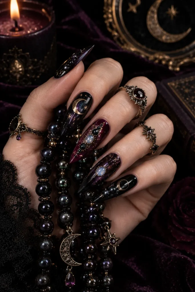  Black Lace Gothic Nails