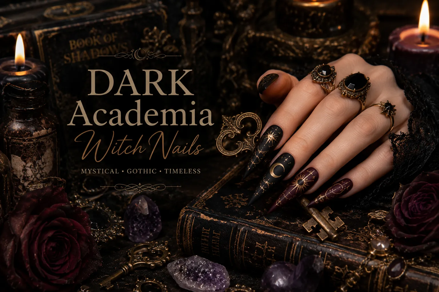 Dark Academia Witchy Nails