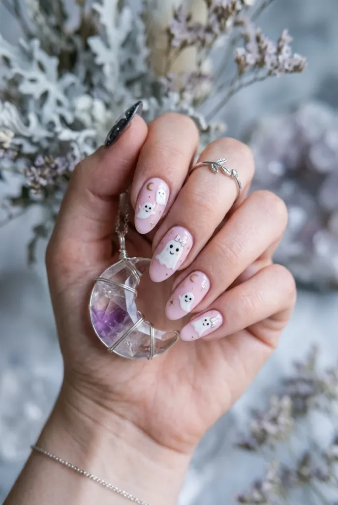 Kawaii Ghost Nails