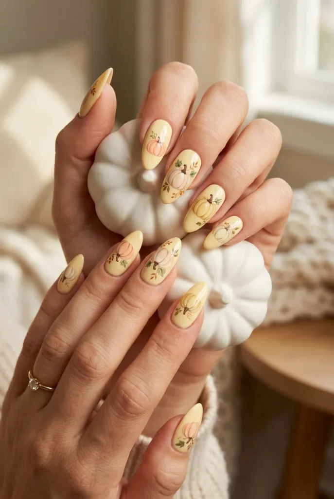 Butter Yellow Pumpkin Nails