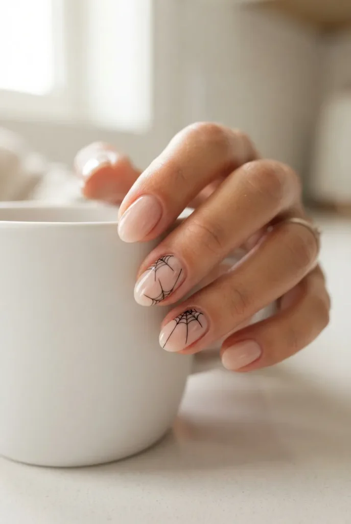  Minimalist Spider Web Nails