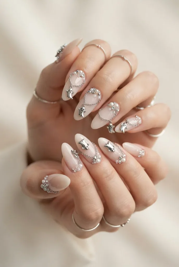 Ghost Charm Nails