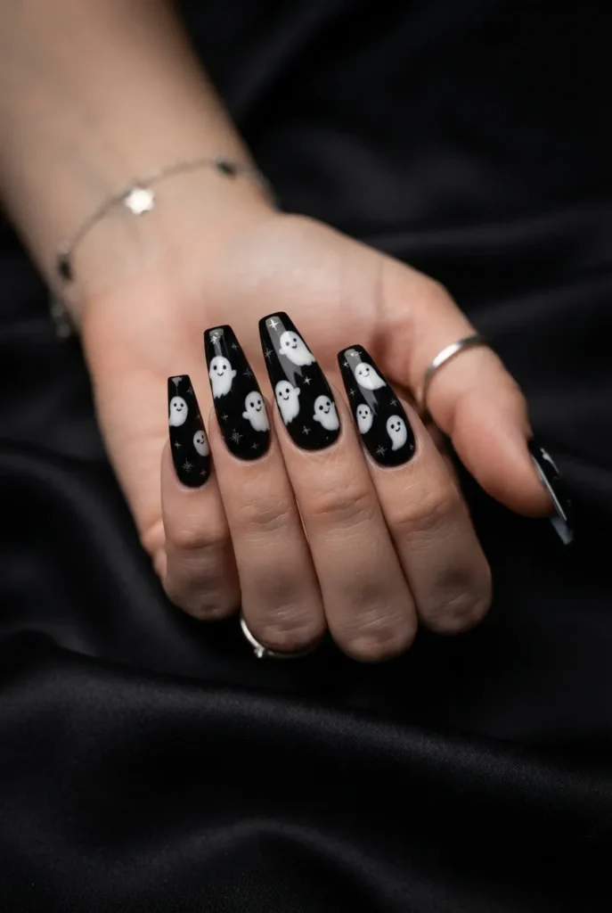 Black and White Ghost Nails