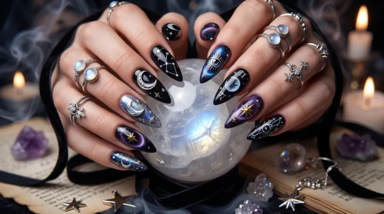 Witchy Nails with Stars and Moon