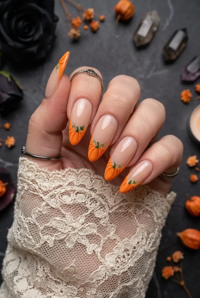 . Tiny Pumpkin French Tips