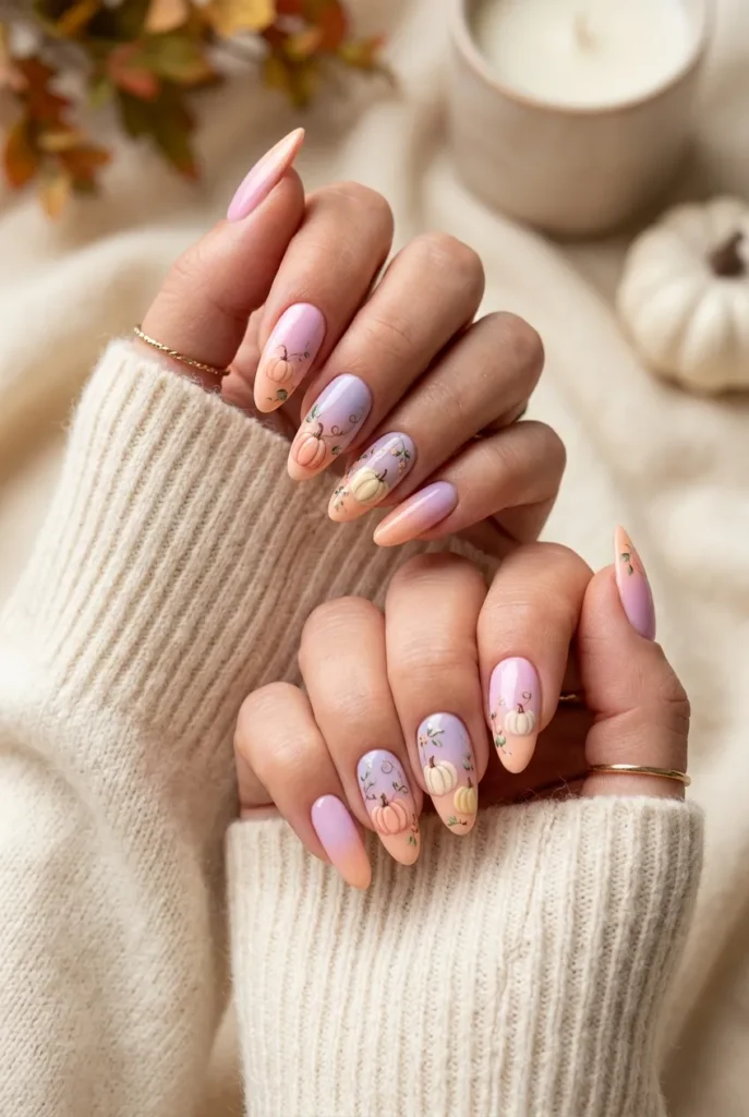 Pastel Pumpkin Ombre Nails
