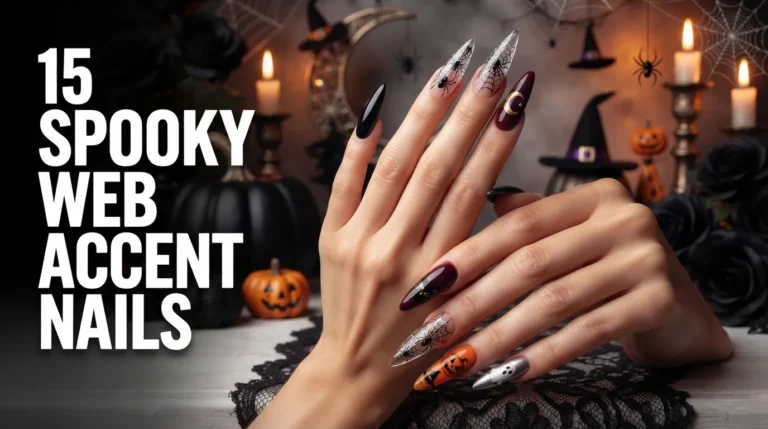 Spooky web accent nails