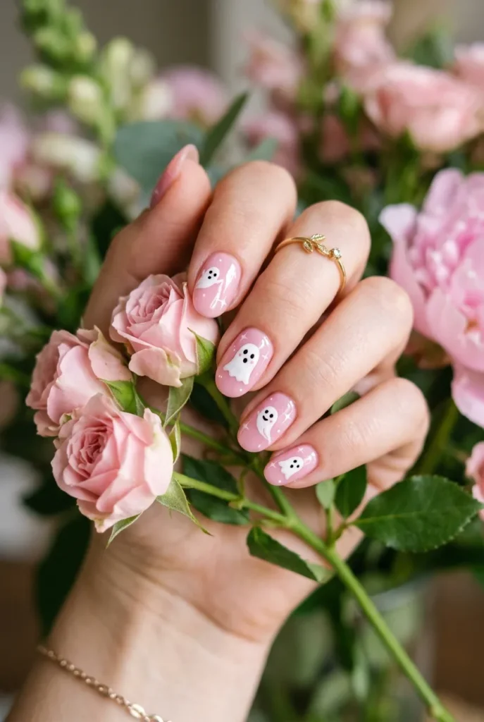 Pink Ghost Nails