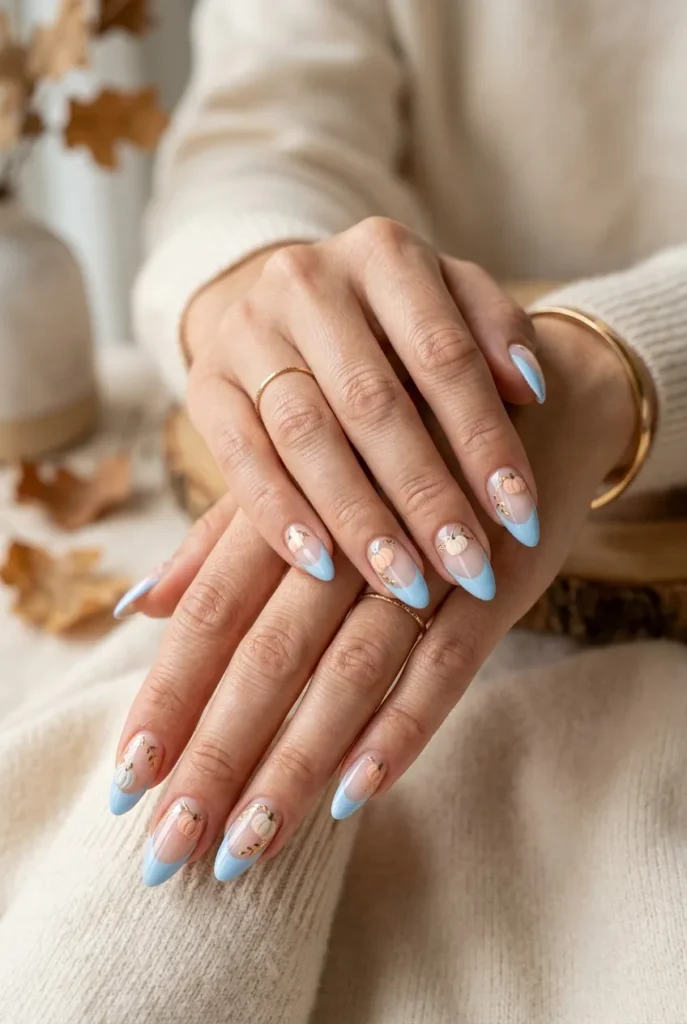 Baby Blue Pumpkin French Tips