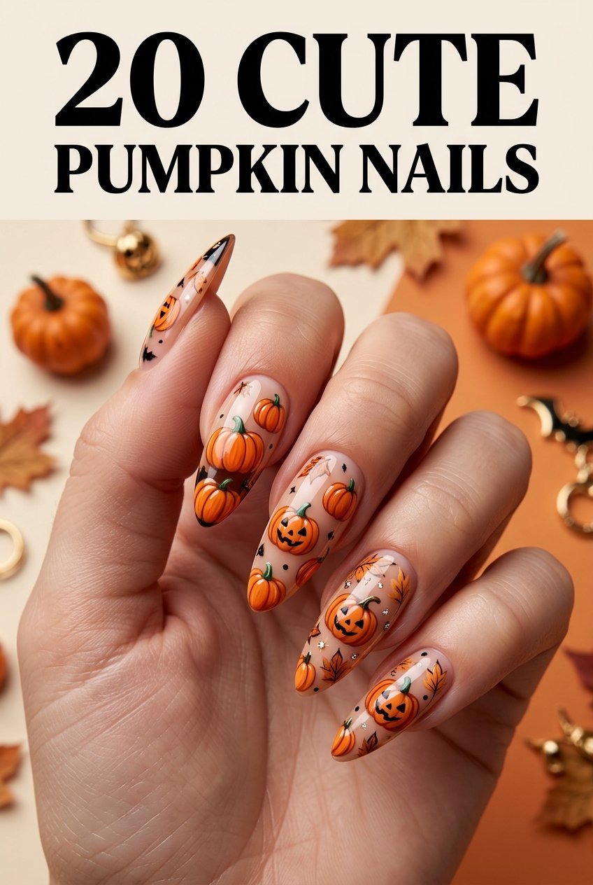 cute pumpkin nails easy