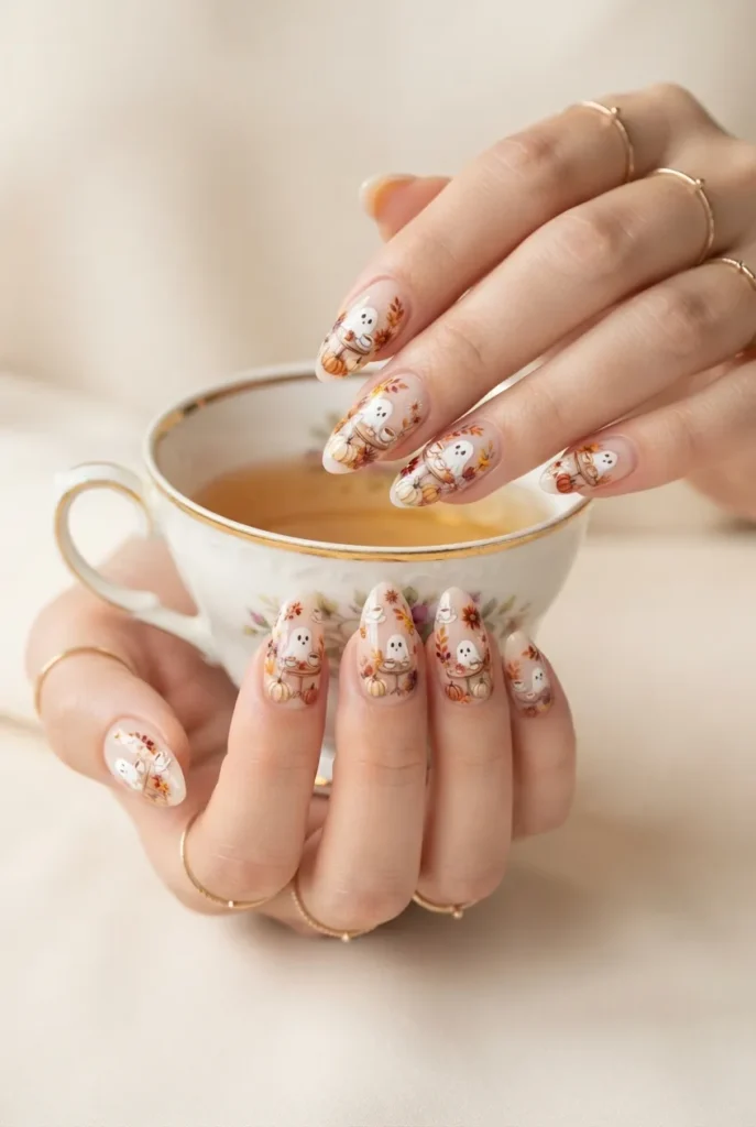 Ghost Tea Party Nails