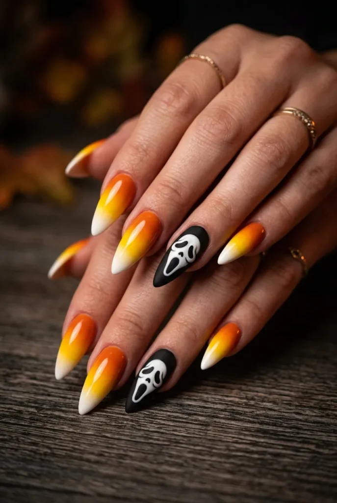 Candy Corn Ombré with Ghost Accent