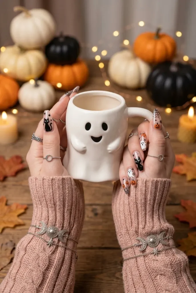 Black Cat and Ghost Nails