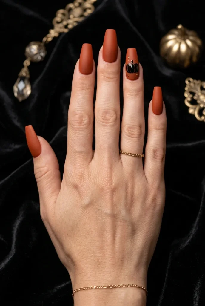 Matte Pumpkin Nails