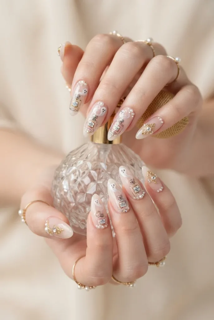 Ghost Perfume Bottle Nails