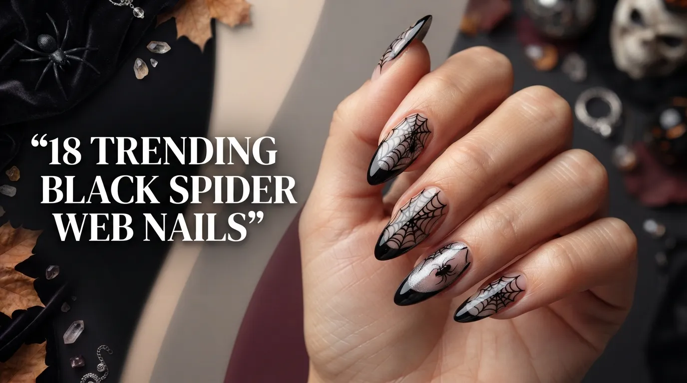 black spider web nails