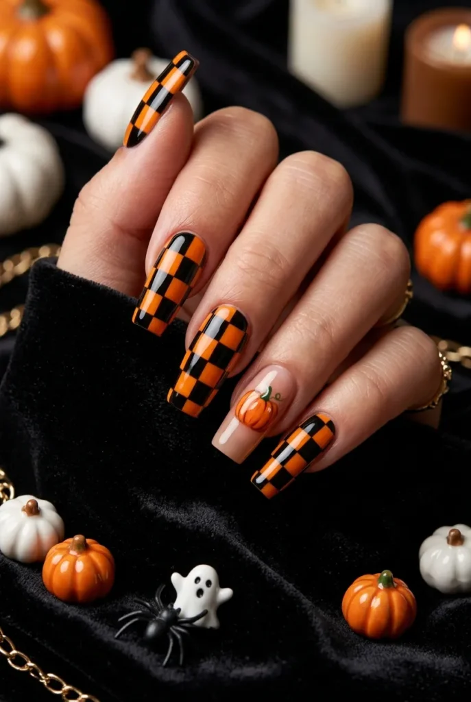 Black & Orange Checkerboard Pumpkins