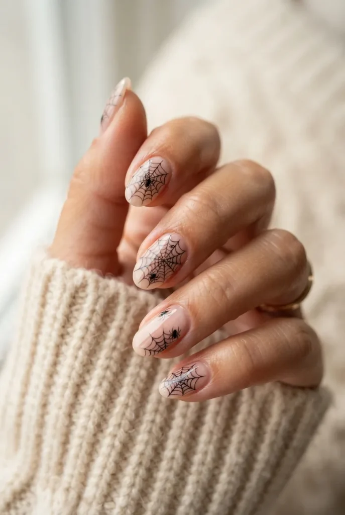 Tiny Spider and Web Nails