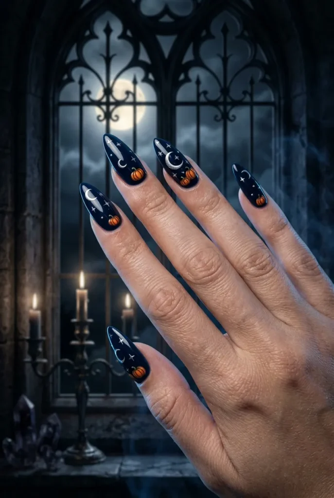 Pumpkin Moonlight Nails