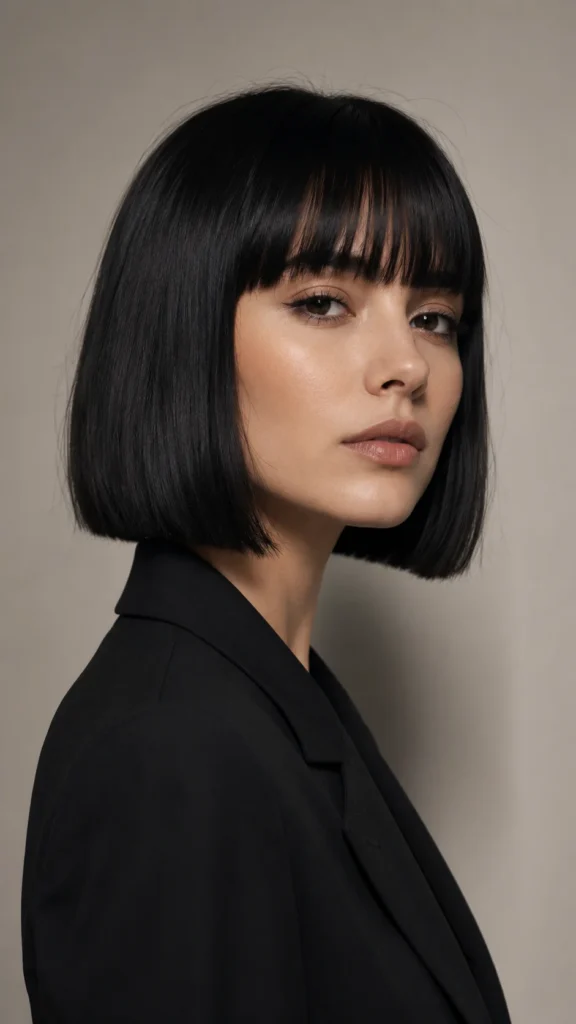 3. Blunt Bob With Straight Bangs