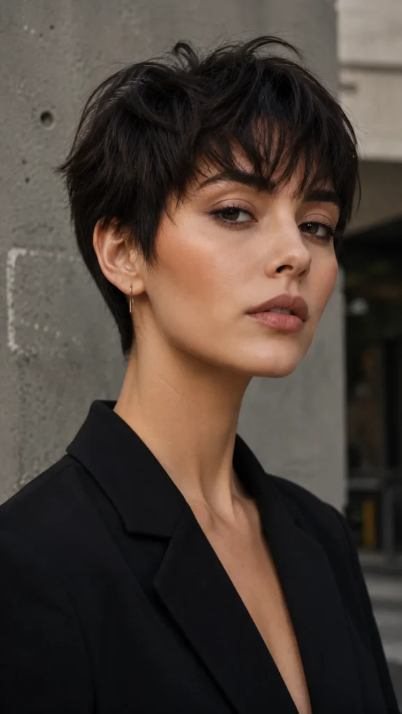 5. Textured Pixie Cut With Feathered Bangs