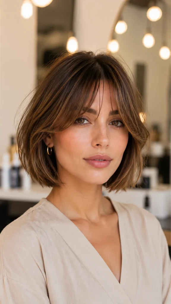 Chin-Length Bob With Curtain Fringe