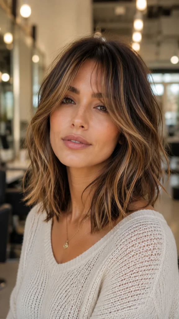 Layered Lob With Curtain Bangs
