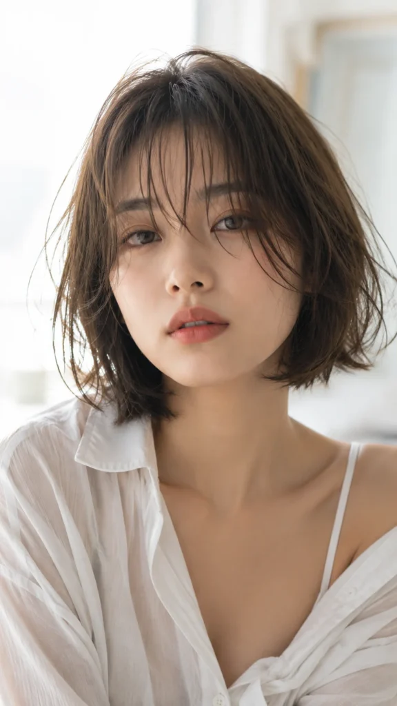 Tousled Bob With Wispy Fringe