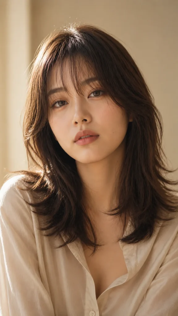 Medium-Length Hair With Feathered Bangs